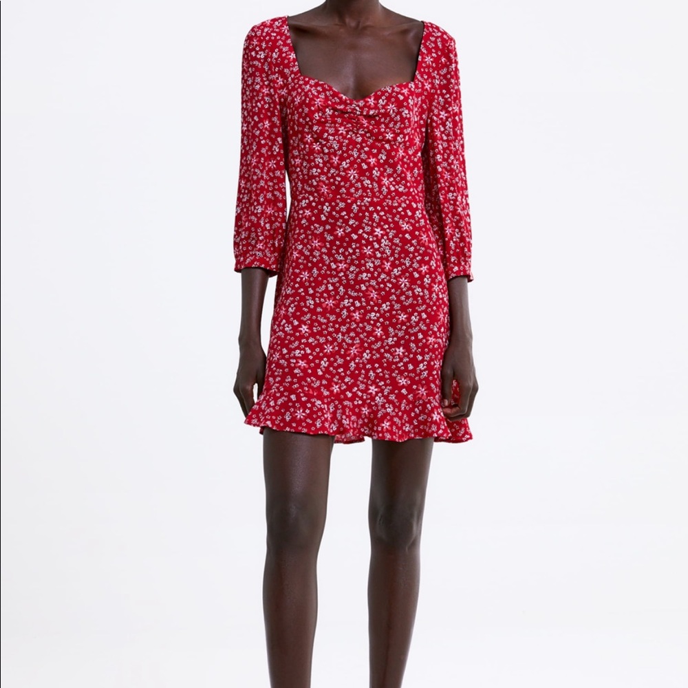 Beautiful Floral Red Dress